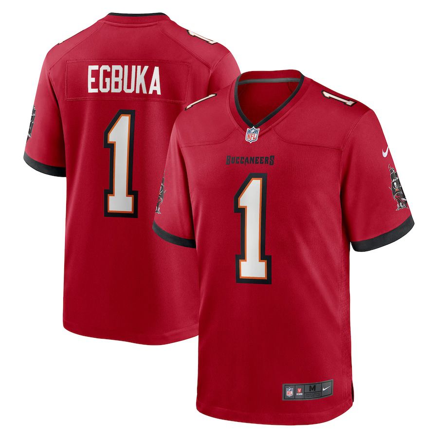 Men Tampa Bay Buccaneers #1 Emeka Egbuka Nike Red 2025 NFL Draft First Round Pick Game Jersey